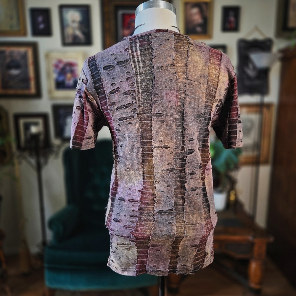 Shrine Hollywood Distressed Shirt Vintage 90s Goth Grunge Top M Made in USA Rare - Picture 5 of 8